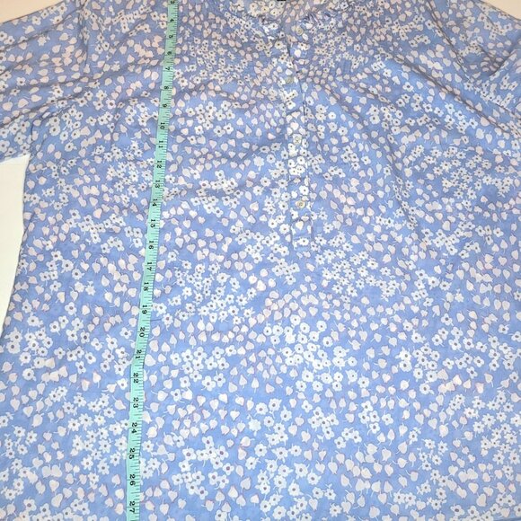Womens Talbots LS Lightweight Spring Summer Blue Floral Coastal Top Blouse Sz 1X - Picture 7 of 10
